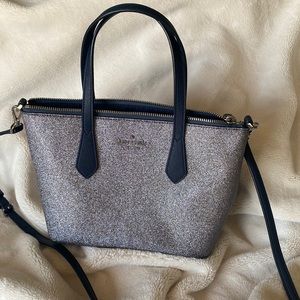 Kate Spade purse, Glitter Joeley Small Satchel, dusk/navy/blue soft glitter